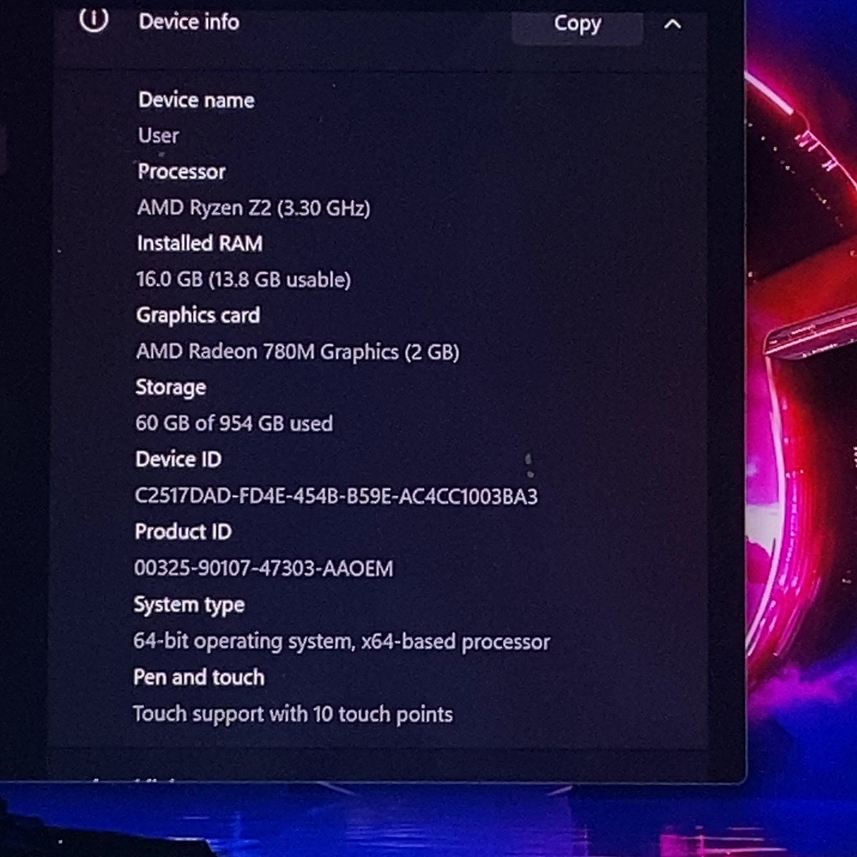 Lenovo Legion Go 2 8.8" OLED AMD Ryzen Z2 16GB 1TB SSD 8AHP2